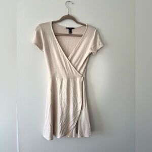 Forever 21 Soft Tan Wrap Mini Dress